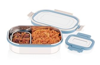 Ritu Big Belly Airtight Lunch Box with Inner Steel Large Container with 200ml Veggie Box| Leak -Proof | BPA -Free | Food Grade | Keeps Food Hot and Fresh for Hours | Ideal for School, Travel & Office