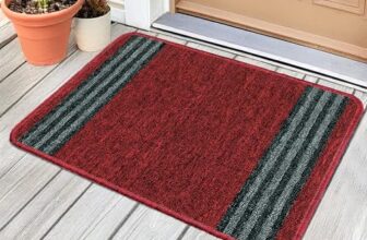 MollisHomes Pack of 1 Nylon Bath Mat Anti-Skid Bathroom Rug | Floor Mat for Bathroom, Entrance, Kitchen, Bedroom & Office | Maroon Stripes Design-(37x57cm)