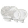 Larah by Borosil Ora Gold Fluted Series Opalware Dinner Set | 21 Pieces for Family of 6 | Microwave & Dishwasher Safe | Bone-Ash Free | Crockery Set for Dining & Gifting | Plates & Bowls | White