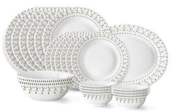 Larah by Borosil Ora Gold Fluted Series Opalware Dinner Set | 21 Pieces for Family of 6 | Microwave & Dishwasher Safe | Bone-Ash Free | Crockery Set for Dining & Gifting | Plates & Bowls | White