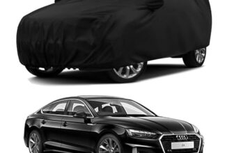 Sulfar 100% Water Resistant Car Body Cover Compatible with Mirror & Antenna Pockets for Audi A5 (Triple Stitched, Full Bottom Elastic, Black)