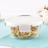 ATTRO Glassox Borosilicate Round Glass Lunch Box with Stainless Steel Lid Food Storage Container Microwave & Freezer Safe BPA-Free Food-Grade 620ml