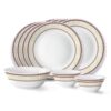 Larah by Borosil Elega Fluted Series Opalware Dinner Set Of 4 Full Plate, 4 Quarter Plates, 4 Veg Bowls and 1 Serving Bowl | Bone-Ash Free Crockery Set for Dining Table (White, 13 Pieces)