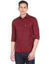U.S. POLO ASSN. Men’s Solid Cotton Linen Tailored Fit Spread Collar Casual Shirt (USSHTC0071_Maroon_S)