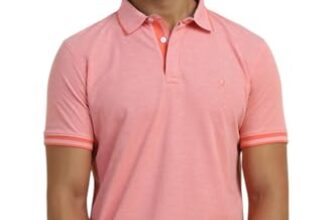 Men Peach Solid Polo Neck T-shirt