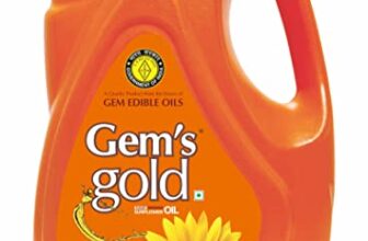 Gems Gold Physically Refined Cold Pressed Sun Flower Oil 5 Litre | High MUFA & PUFA | Good for Heart Health | Safe for Reuse & Reheat | Supports Skin Health and Immunity | Chemical Free | 100% Natural | Fortified with Vitamin A and E