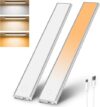 P SEVEN Rechargeable 30 cm Under Cabinet LED Light with 138 LEDs, Motion Sensor Light Bar, 3 Colour Modes and 1500 mAh USB-C Charging for Kitchen, Wardrobe, Stairs and Bedroom, Pack of 2
