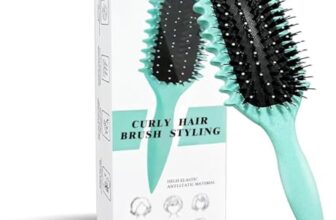 Curly Hair Styling Brush with Soft Bristles, Vented Hair Brush with Pointed Handle for Curl Definition, Hair Sectioning and Everyday Hair Styling