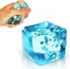 Ice Cube Squishy Toy, Transparent Blue Silicone Hand Squeeze Fidget Toy with Snowflake Design, Soft Sensory Stress Ball for Kids and Adults, Desk, Travel and Gifting, Pack of 1