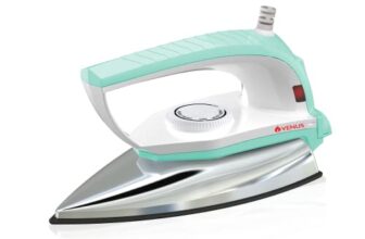 Venus Iris 750 Watts Dry iron | ISI | Weilburger Dual Coat Non-stick Soleplate (Jade green) | 750W Compact & Lightweight | Shock-Proof Design | Temp Control | Swivel Cord