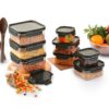 CELLO Modulock Pet Storage Container For Kitchen Set of 9 Pcs, Black (1000ml x 3, 600ml x 3, 260ml x 3) | Freezer & Fridge Safe, Airtight Pet Kitchen Storage Container For Beans, Whole Grains, Spices