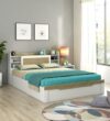 Spacewood Lilly Bed | Queen Size (78 X 60) Engineered Wood Bed with Box Storage| 3 Year Warranty | Modern Design | Kingston White