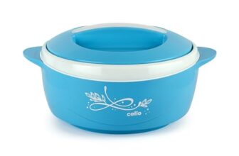 CELLO Sapphire Insulated Casserole Hot Pot For Kitchen 1250 ml Blue | Easy to Serve Airtight Outdoor Safe Inner Steel Insulated Keeps Food Hot & Warm Casserole Hot Pot Case Set For Roti Rice Biryani