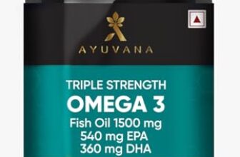 Ayuvana Triple Strength Omega 3 Fish Oil 1500 mg with 540 mg EPA & 360 mg DHA | Supports Heart, Joint, Bone & Skin Health | For Men and Women | 60 Softgels
