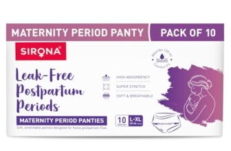 Sirona Maternity Panties After Delivery for Women | L-XL (32-44 Inch)| Pack of 10 | for Pregnancy & Postpartum Bleeding & Clots | Leak Free | High Absorbency White
