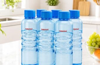 Nayasa Revello 1000 ML Pet Plastic Fridge Water Bottles Set of 6 | BPA Free | Leak Proof | Airtight Lid | Blue
