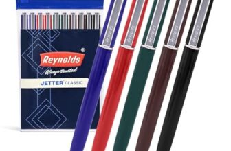 Reynolds JETTER CLASSIC Ball Pen SET – 10 PENS BLUE | MULTI BODY COLOR BALL PEN WITH COMFORTABLE GRIP |BLUE BALL PENS FOR WRITING | PEN FOR PROFESSIONALS | 0.7 mm TIP SIZE