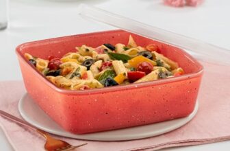 Borosil 800 ml Kube Pink Baking & Serving Dish with Lid | Borosilicate Glass Round Shape Bakeware and Serveware Casserole Dish Tray | Microwave, Oven & Dishwasher Safe Bowl