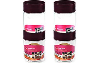 CELLO Modustack Pet Storage Jar For Kitchen Set of 4 Pcs, 750 ml Grey | Freezer & Fridge Safe, See Through Airtight Stackable Pet Kitchen Storage Box Container Set For Beans, Whole Grains, Spices