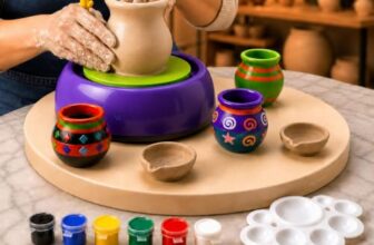 GRAPHENE Pottery Wheel Clay Kit for Kids DIY Battery Operated Pottery Making Painting Set Modeling Clay Sculpting Tools Paints Arts & Crafts Toy Playset Kit Creative Activity Gift Boys Girls Age 5+