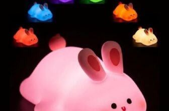 Priyana Rabbit Night Light for Kids, Cute Silicone Bunny Lamp with 3 Brightness Modes, Rechargeable Baby Night Lamp, Soft LED Bedside Light for Nursery, Bedroom, Gift Decoration