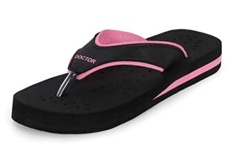 DOCTOR EXTRA SOFT Care Diabetic Orthopedic Pregnancy Flat Super Comfort Dr Flipflops and House Slippers For Women’s and Girl’s D-18-Black Pink-6 UK