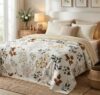 VAS COLLECTIONS Cotton AC Blanket for Double Bed (220×230 cm) | Reversible Soft Lightweight All-Season Blanket | Skin-Friendly & Breathable Comforter (Golden Leaf Garden)