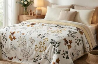 VAS COLLECTIONS Cotton AC Blanket for Double Bed (220×230 cm) | Reversible Soft Lightweight All-Season Blanket | Skin-Friendly & Breathable Comforter (Golden Leaf Garden)