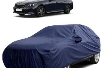 Sulfar 100% Water Resistant Car Body Cover Compatible with Mirror for BMW i5(Electric) (Triple Stitched, Full Bottom Elastic, Navy Blue)