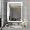 TEX-RO Bathroom Mirror with Led Lights – Wall-Mounted Wash Basin Mirror – Modern Mirror for Bathroom Wall (24×18 Inch)