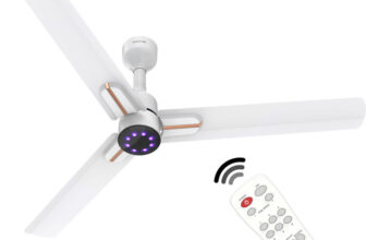 Polycab Wizzy Neo LED 2.0100% CopperHigher Air DeliveryLED Indicator with 3 Year Warranty BLDC Motor with Remote 1200 mm Ceiling Fan(5 Star | White Rosegold | Pack of 1)