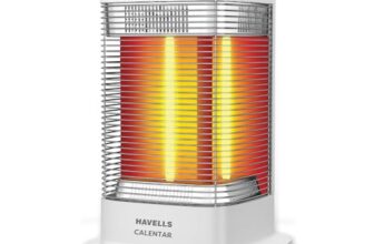 Havells Calenter 1050 Watt Room Heater With 3 Carbon Heating Tube| 3 Heat Setting| Tip Over Switch Protection| 3 Direction Heating| Upto 120min. Timer Setting| 2 Years Manufacturer Warranty (White)