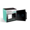 Kamonk WiFi Touch 2 Gang 15A Smart Switch | No Additional Hubs | No Automation Related Wiring | Compatible with Amazon Alexa and Google Assistant, Add Shortcuts to Siri & Kamonk App (Black)