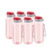 ATTRO Ultra Pro Motivational 1-Liter BPA-Free Water Bottle with Leak-Proof Flip-Top Cap, Nylon Strap and Stylish Color for Daily Hydration Set of 6-Red