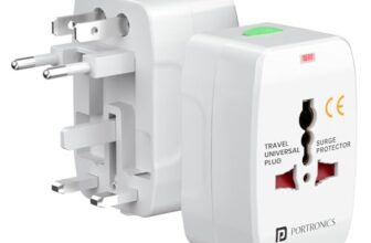 Portronics Juicemate Go Universal Travel Adapter with 6A AC Socket Output,Universal AC Socket, All in One International Travel Fast Charging Adapter,Suitable for 180+ Countries US,UK,EU,AUS,Etc