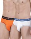 ONE8 by Virat Kohli Men’s Cotton Brief (Pack of 2) (203D-WHITE/ORANGE_White/Orange_Small_White/Orange_S)