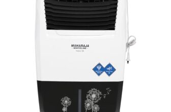 Maharaja Whiteline Frost Air 25 Air Cooler | 22 Litre Anti-bacterial Water Tank | Durable Honeycomb Pads | Submersible Pump Motor | Personal Air Cooler| White and Grey | 2 Yr Warranty