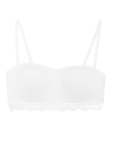 Marks & Spencer Cotton & Lace Non Wired Bandeau First Bra AA-D T339502WHITE (30AA)