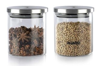 AGARO Elite Borosilicate Glass Jar 600 ml, Round Shaped, Steel Lid, Storage Glass Container, Microwave, Oven & Freezer Safe, Transparent, Kitchen Organiser, Multipurpose Jar, Pack of 2.