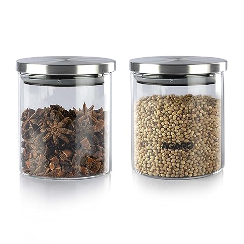 AGARO Elite Manual Coffee Grinder, Ceramic Grinder with Glass jar, 6 Adjustable Settings, Stainless Steel Body, Tooth Handle, No Power, Whole Bean, Drip Coffee, Espresso, Silver