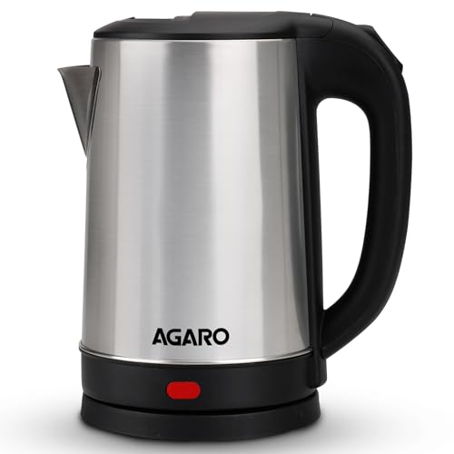 AGARO Elite Manual Coffee Grinder, Ceramic Grinder with Glass jar, 6 Adjustable Settings, Stainless Steel Body, Tooth Handle, No Power, Whole Bean, Drip Coffee, Espresso, Silver