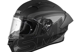 SMK Stellar Sports Stage Full Face Helmet with Pinlock Fited (Ma262)-L, Black,Pinlock 30 Fitted