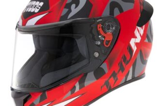 Studds Thunder Full Face Helmet D7 with Clear Visor (Matt Red N9, M)