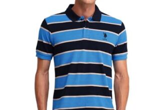 U.S. POLO ASSN. Men’s Horizontal Striped Slim Fit Cotton Polo Shirt (TS024D_Blue_M)