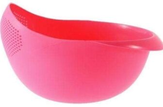 Black Olive Rice Bowl Strainer With Drain Holes – Plastic Strain Bowl For Kitchen Useful – Vegetable & Fruit Washer & Rice Strainer Basket For Kitchen Sink – Strainer & Drain Bowl Pack of 1 Multicolor