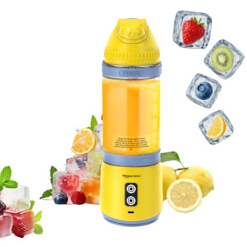 Amazon Basics Portable Blender | 350/500 ml Jar | USB Charging | Battery Operated and Rechargeable | 6 Stainless Steel Blades | 2×2000 mAh Batteries | 1 Year Warranty
