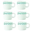 Borosil Larah Blue Leaves Opalware Cup Set (White, 100 Ml) – 6-Pieces
