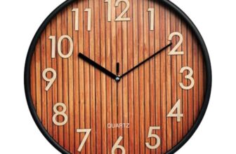 Amazon Brand- Solimo 12-Inch Analog Wall Clock – Charcoal Black Design, Embossed Frame with 3D Numbers, Silent Movement