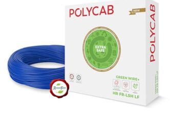 Polycab Green Wire+ 90M coil |1.5 SQ MM|Heat resistant upto 900 C | Low smoke | Low toxic fumes | GreenPro certified | 99.97% high purity copper | Rodent protection | Eco friendly (Blue)