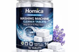 Homica Washing Machine Cleaner Tablets (16 Tablets) | Drum & Pipe Deep Cleaner | Lavender Scent | Removes Odour, Limescale & Residue | For Front Load & Top Load Fully Automatic Washing Machines